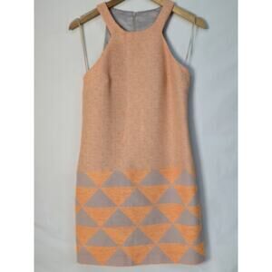 Trina Turk - Beige & Orange Racer Front Triangle Pattern Dress Sz 4